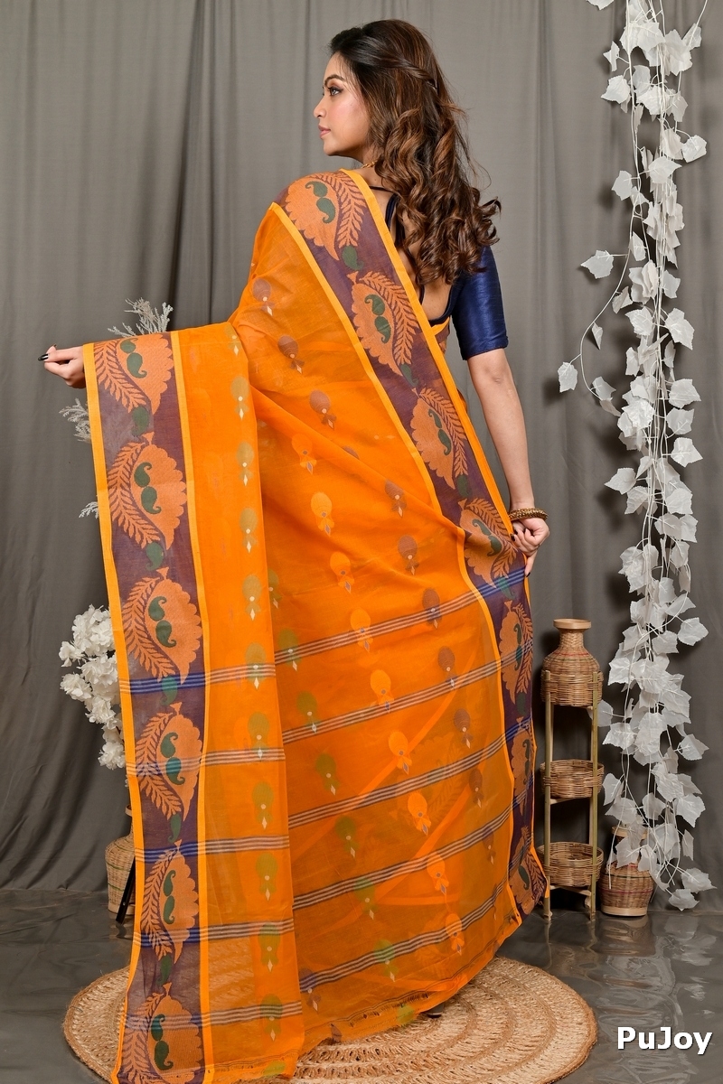 Orange Pure Cotton Debui Tant Saree (2951)