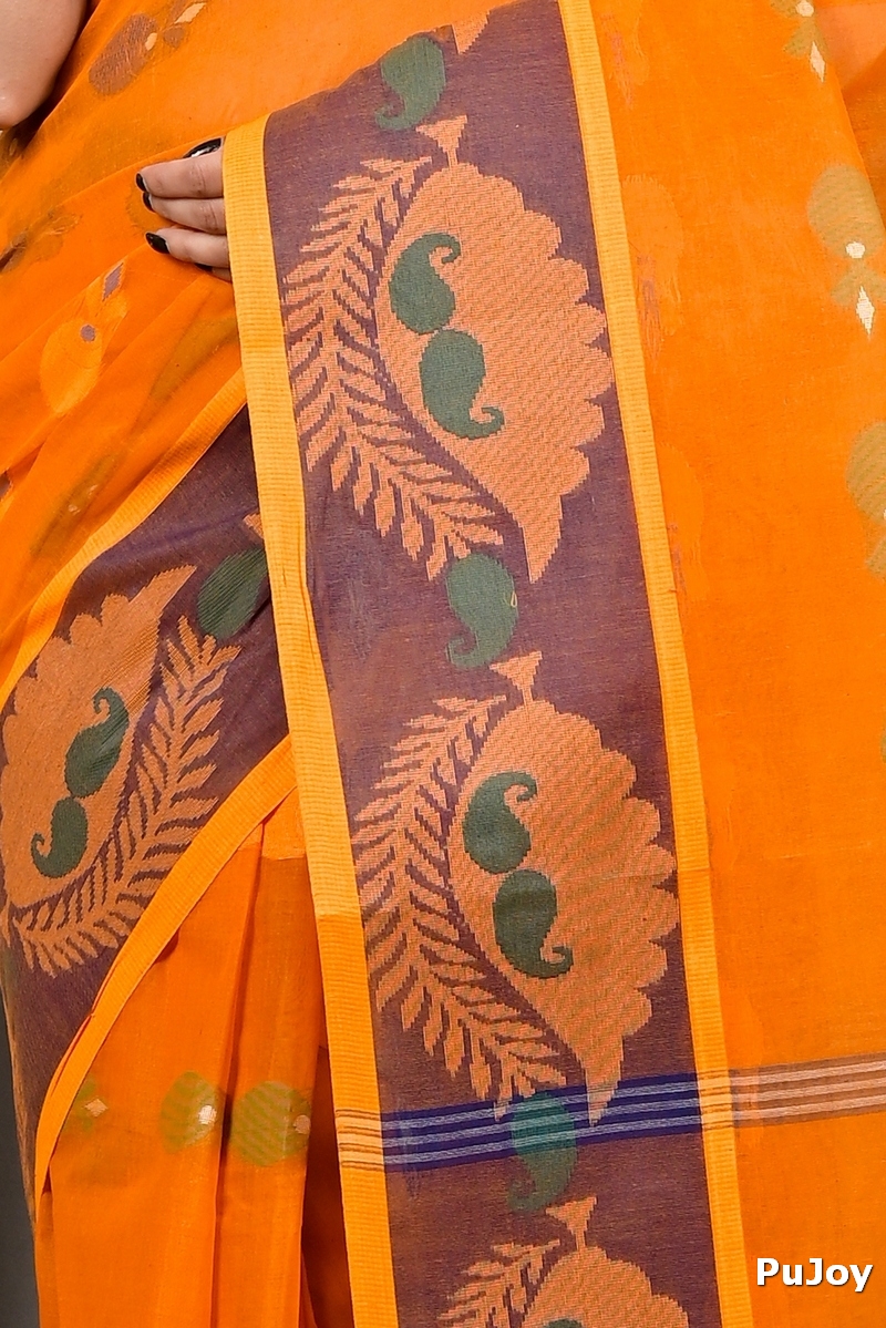 Orange Pure Cotton Debui Tant Saree (2951)