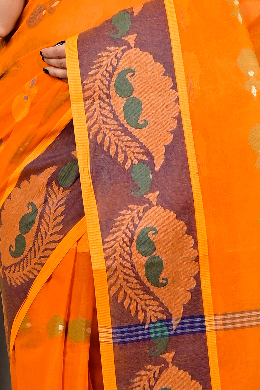 Orange Pure Cotton Debui Tant Saree (2951)