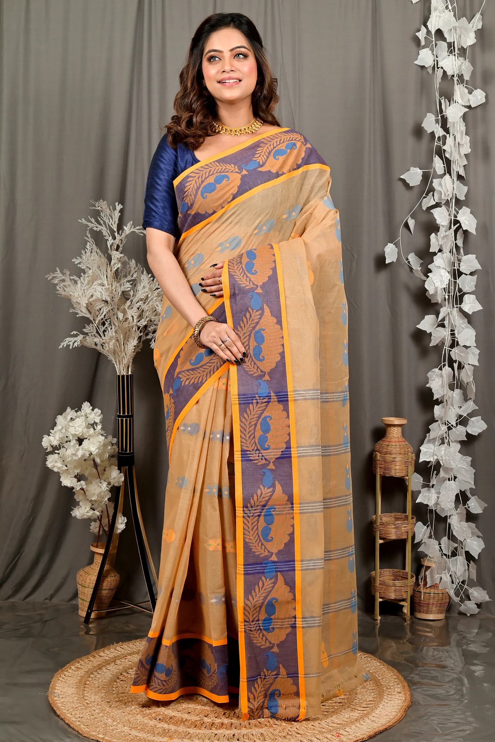 Brown Pure Cotton Debui Tant Saree (2952)