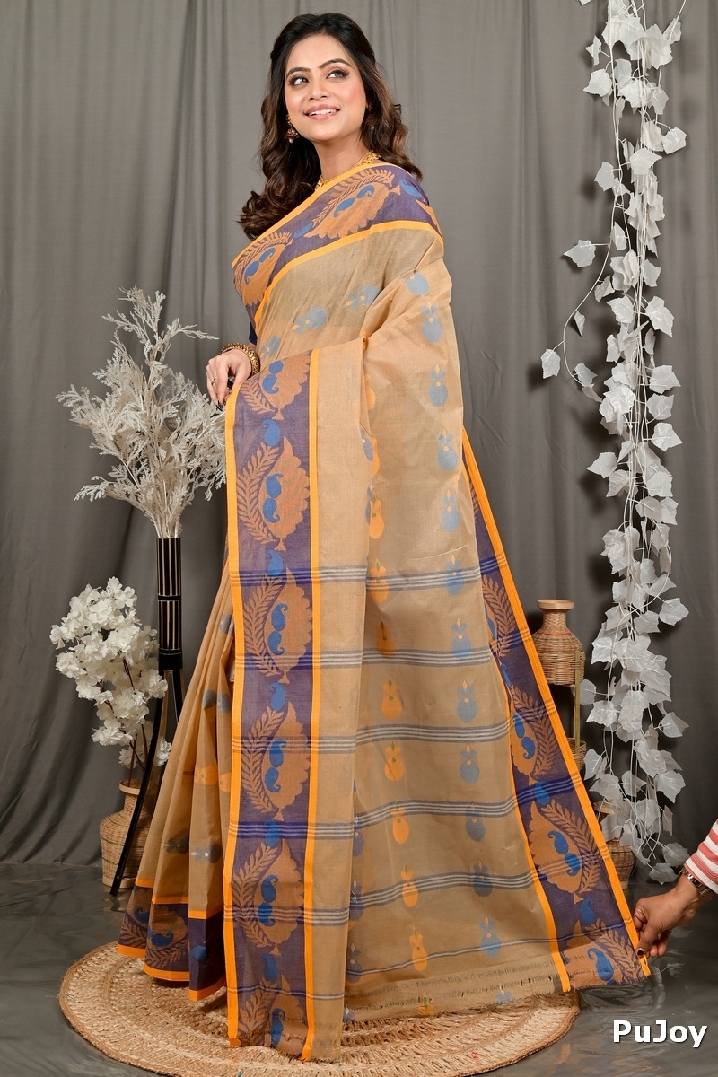 Brown Pure Cotton Debui Tant Saree (2952)