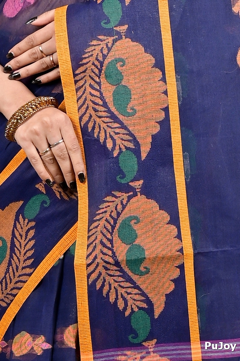 Naby Blue Pure Cotton Debui Tant Saree (2953)