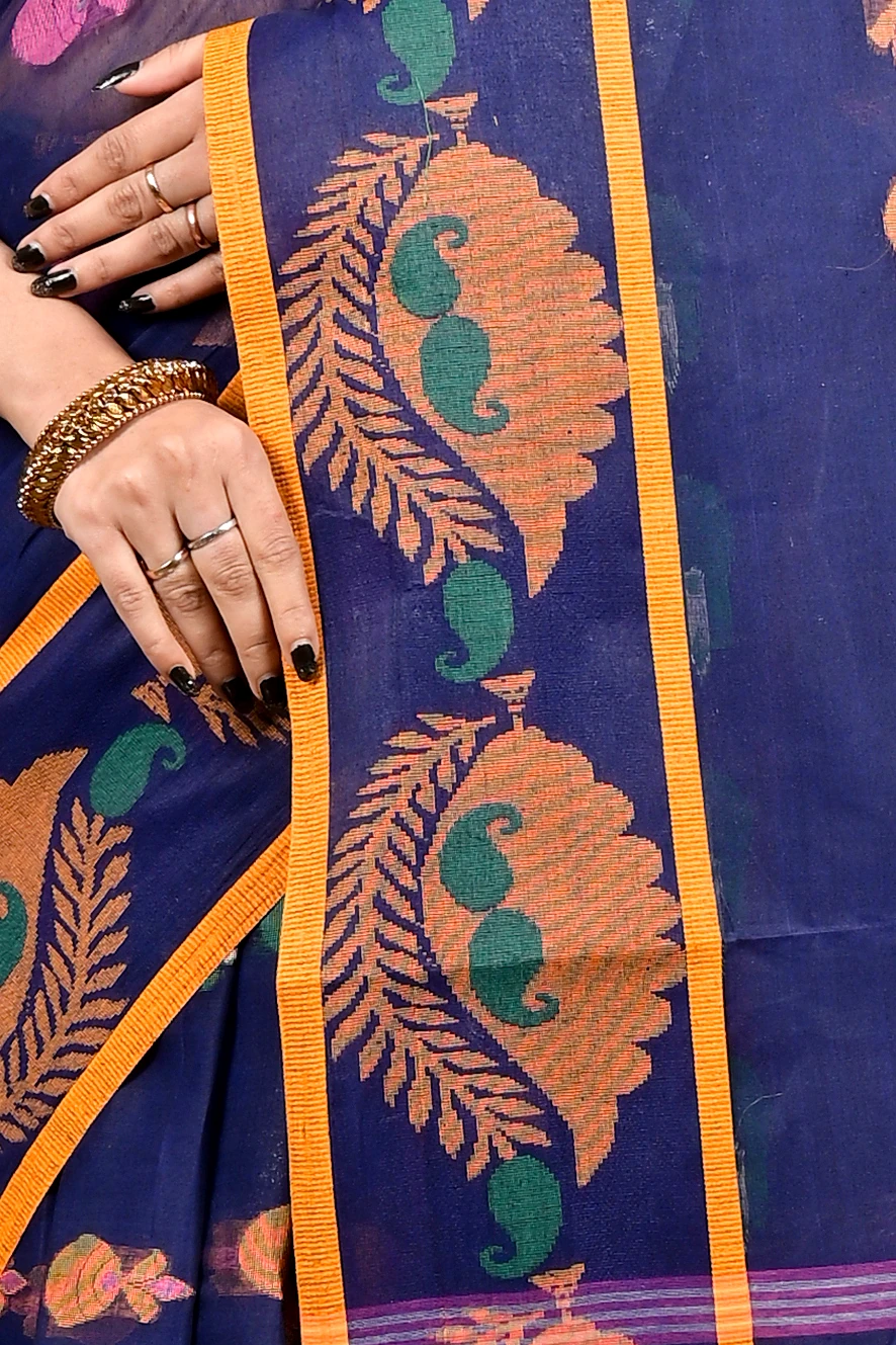 Naby Blue Pure Cotton Debui Tant Saree (2953)