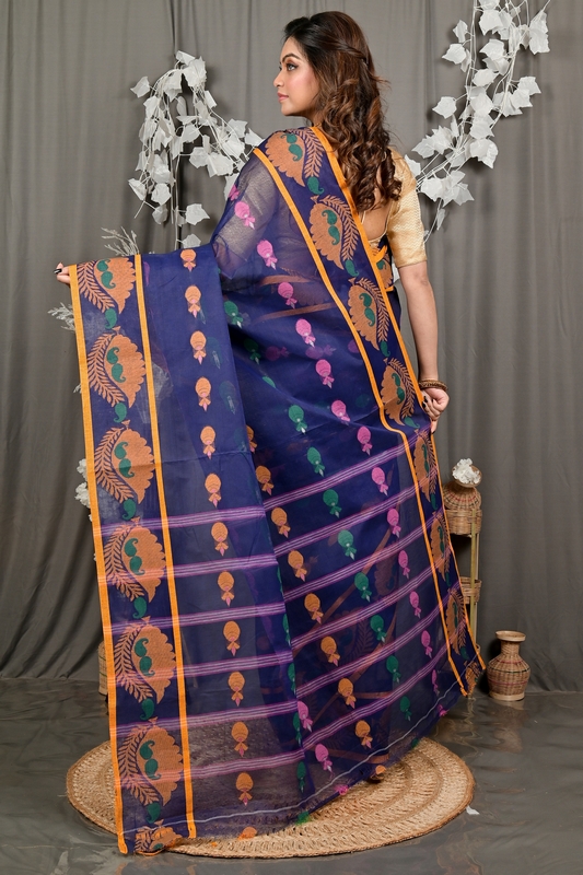 Naby Blue Pure Cotton Debui Tant Saree (2953)