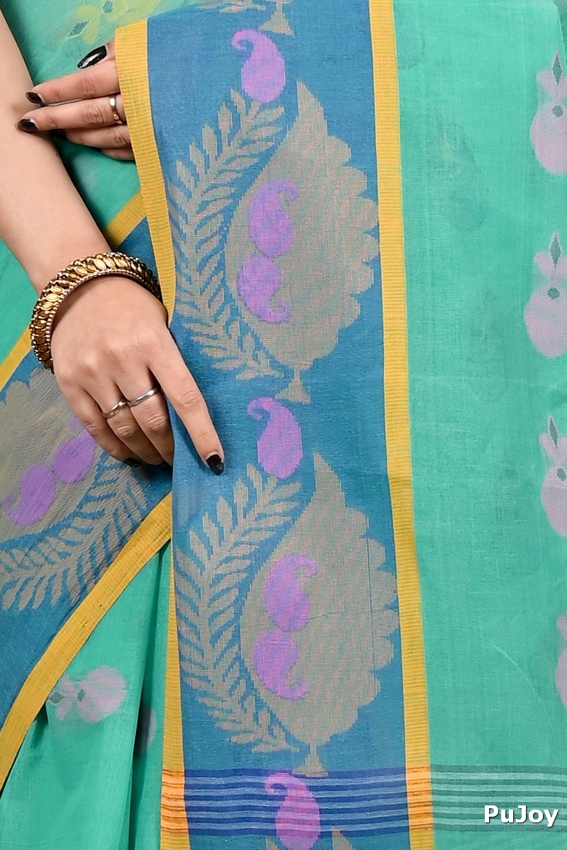 Green Pure Cotton Debui Tant Saree (2954)