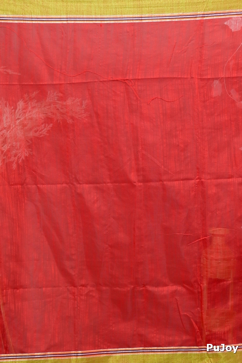 Red Green Cotton Blend Deepsi Hand Painted Saree (2957)
