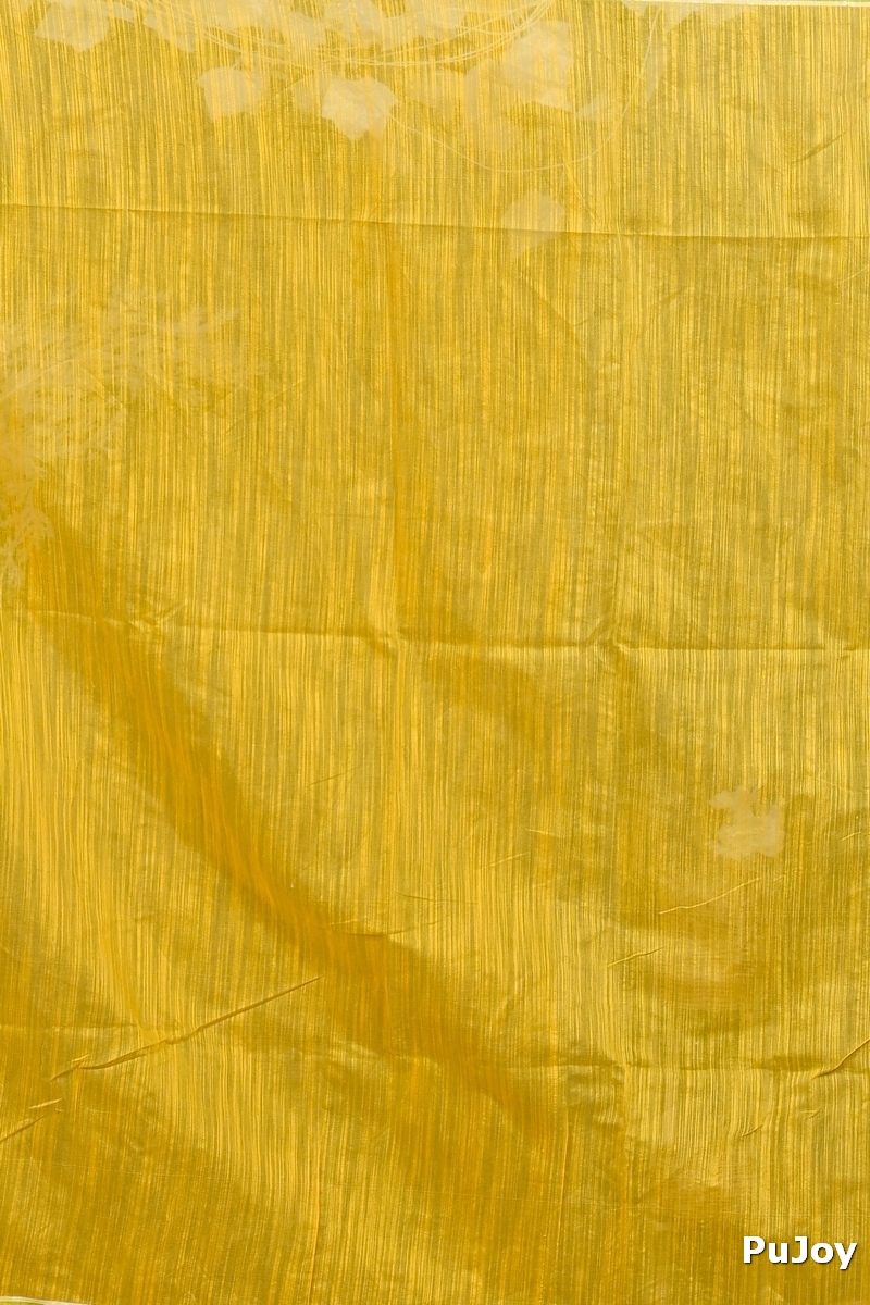 Yellow Red Cotton Blend Deepsi Hand Painted Saree (2958)