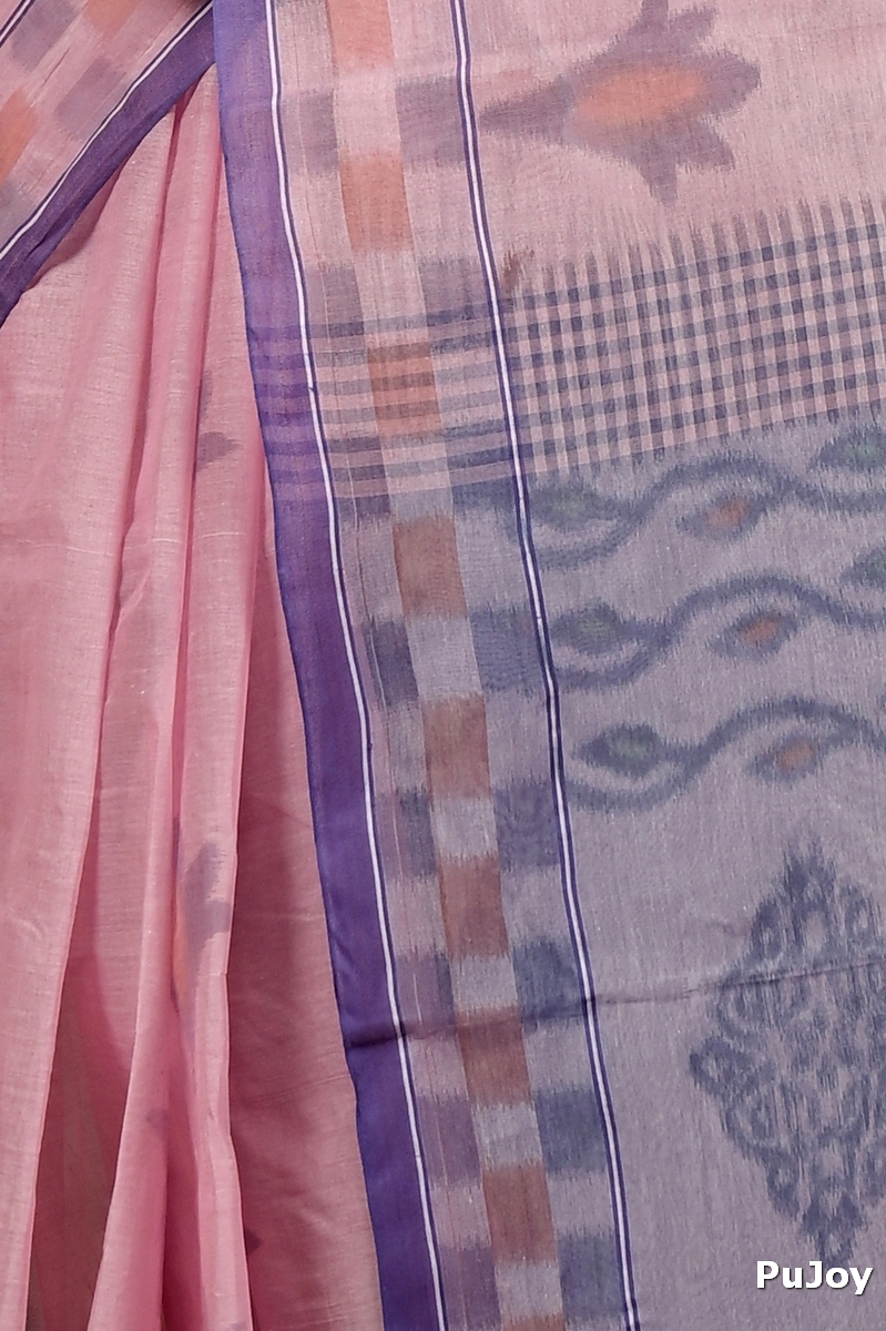Peach Pure Cotton Devai Tant Saree Print (2959)
