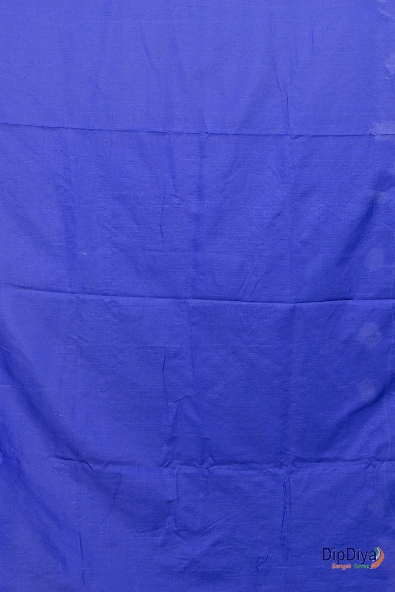 Blue Pure Cotton Paray Embroidery Handloom saree (296)