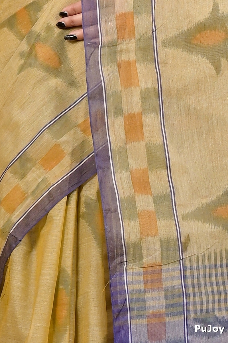 Light Brown Pure Cotton Devai Tant Saree Print (2960)