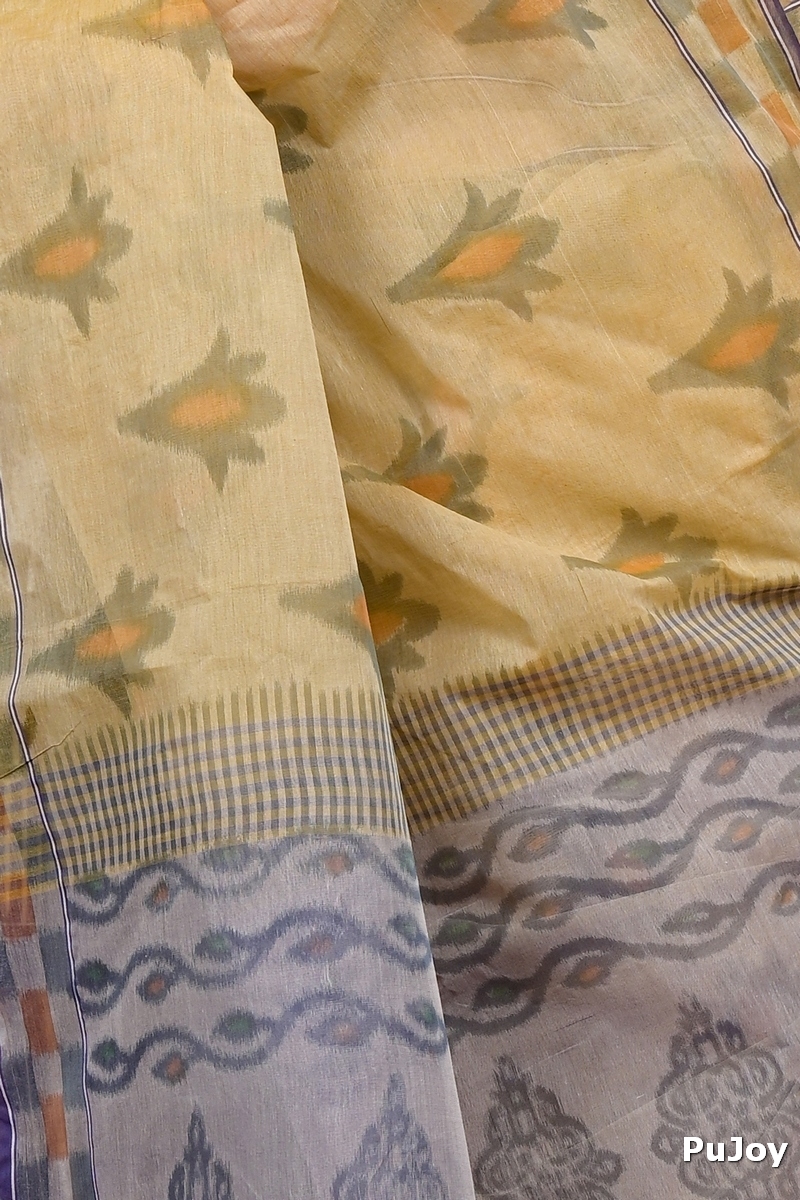 Light Brown Pure Cotton Devai Tant Saree Print (2960)
