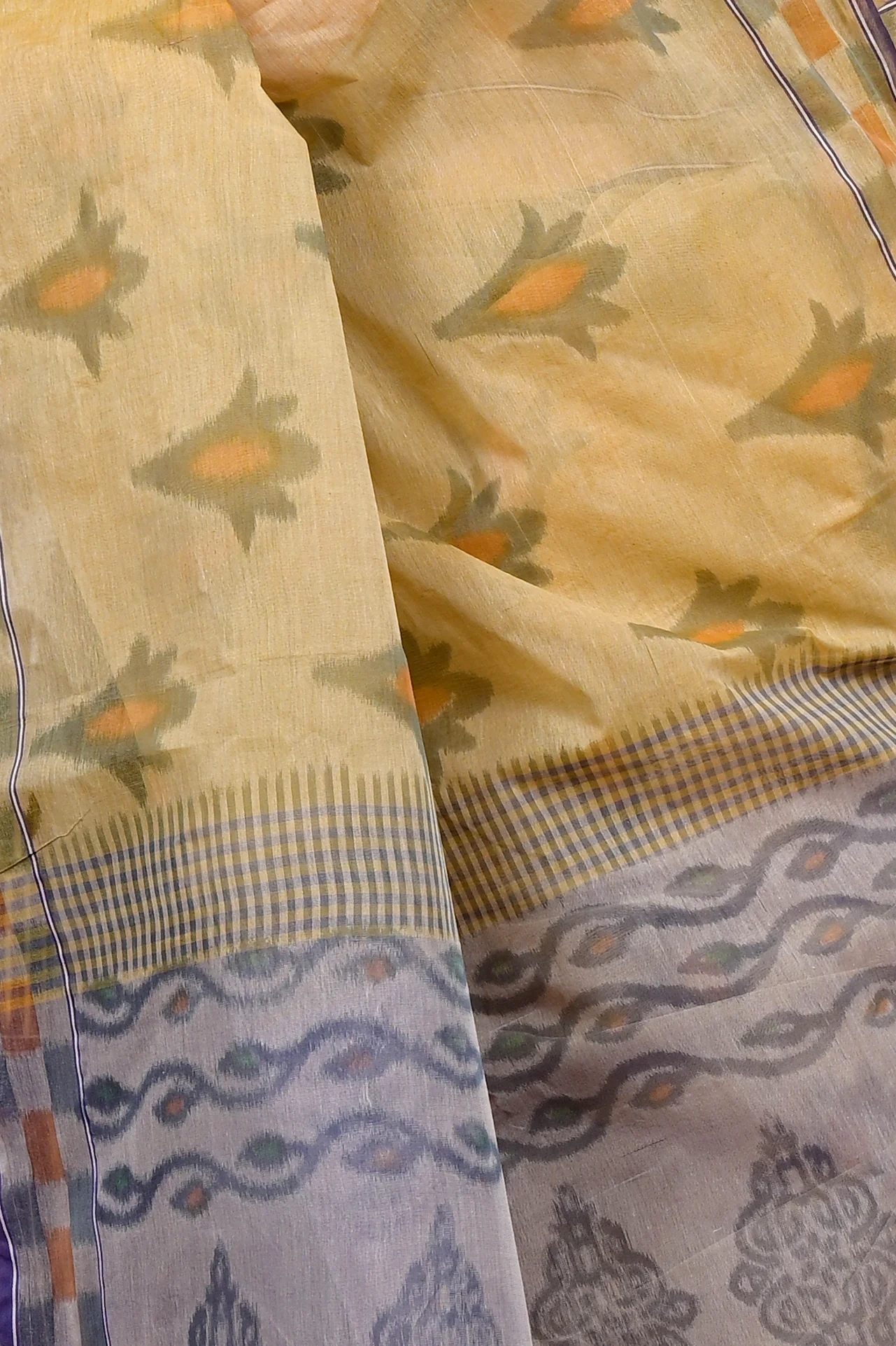 Light Brown Pure Cotton Devai Tant Saree Print (2960)