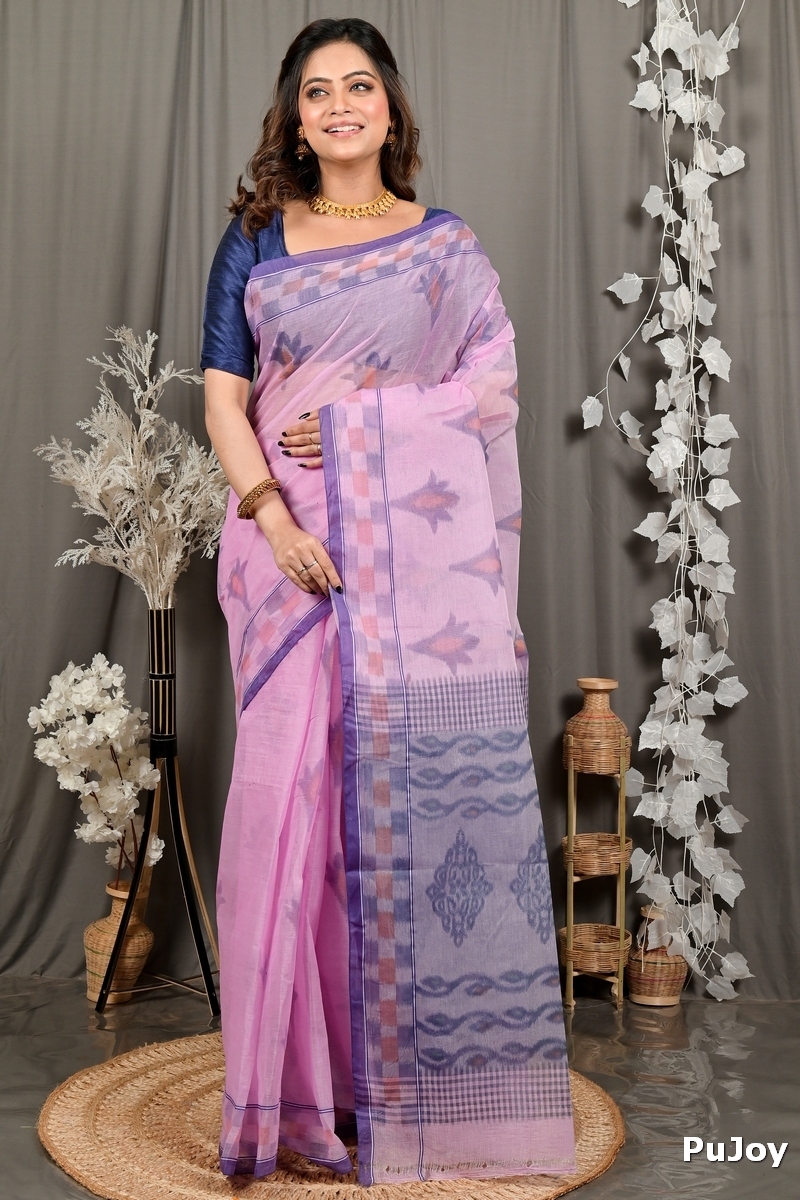 Light Purple Pure Cotton Devai Tant Saree Print (2961)