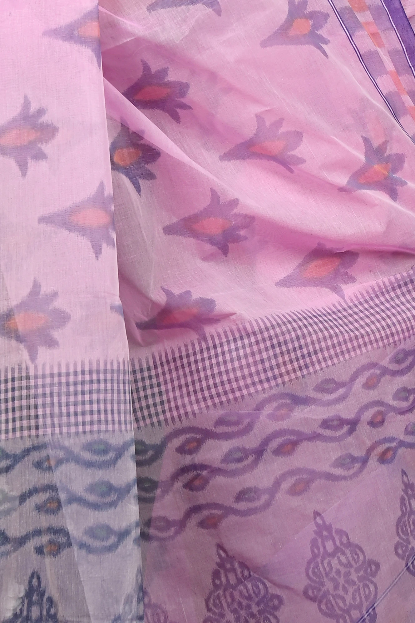 Light Purple Pure Cotton Devai Tant Saree Print (2961)
