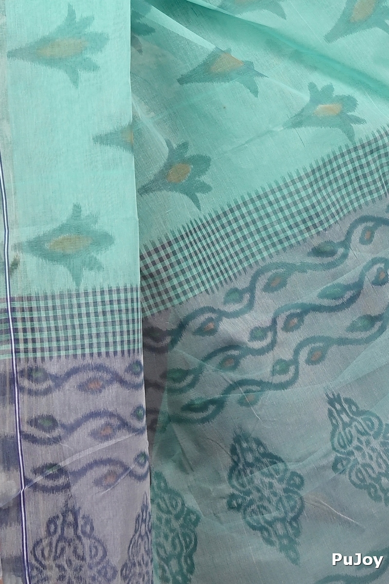 Green Pure Cotton Devai Tant Saree Print (2962)