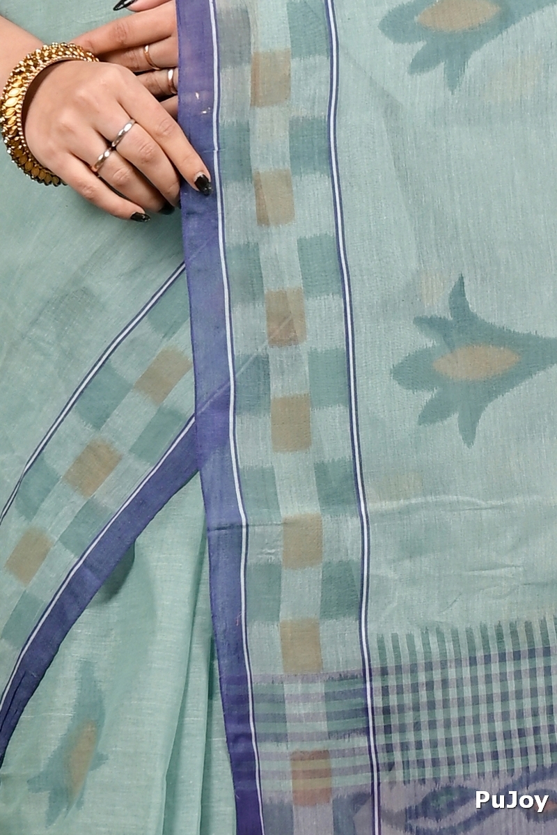 Light Green Pure Cotton Devai Tant Saree Print (2963)
