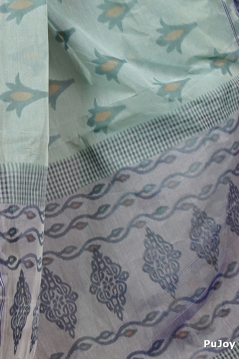 Light Green Pure Cotton Devai Tant Saree Print (2963)