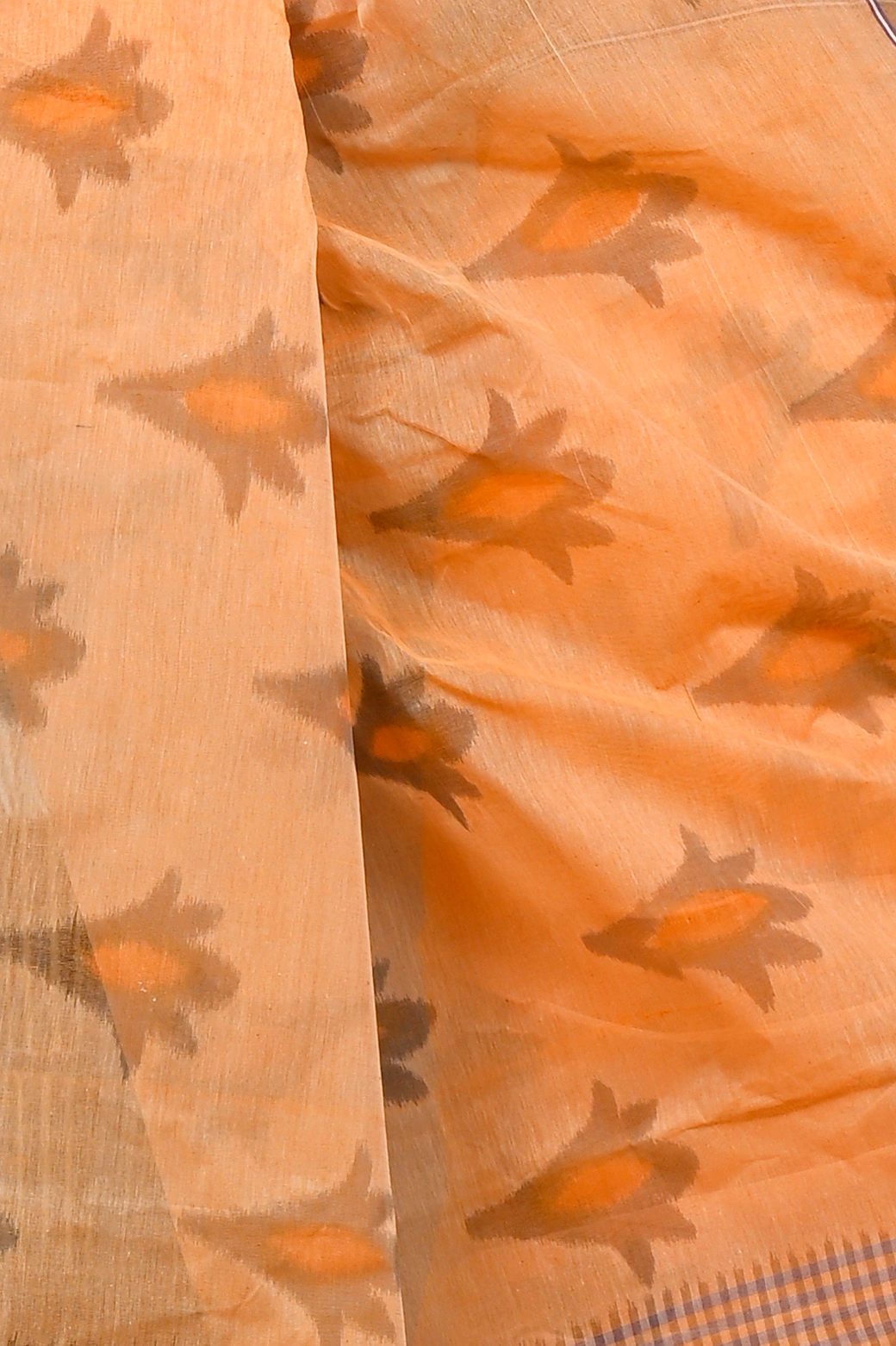 Light Orange Pure Cotton Devai Tant Saree Print (2964)