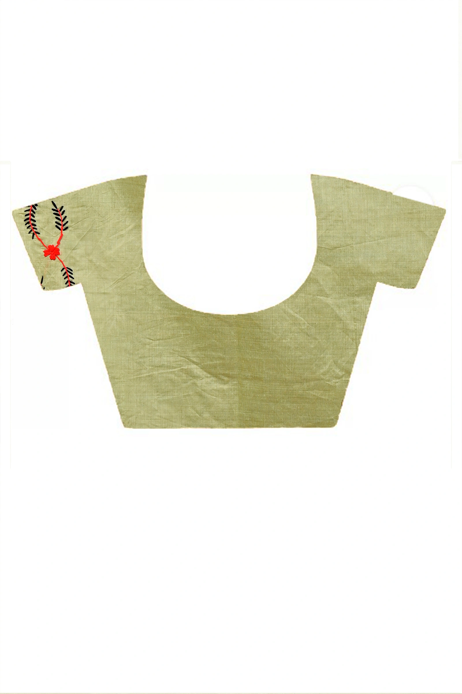 Lime Green Pure Cotton Devui Kantha Stitch Saree (2968)