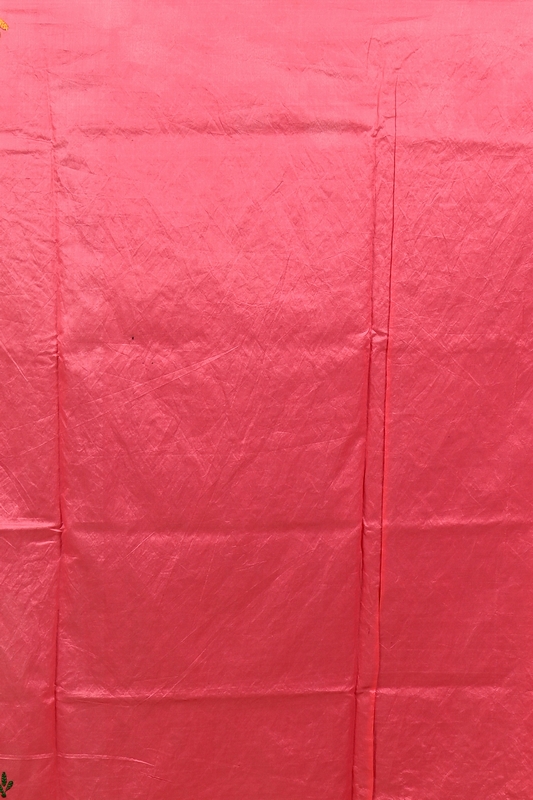 Dark Pink Cotton Blend Dharai Kantha Stitch Saree (2969)