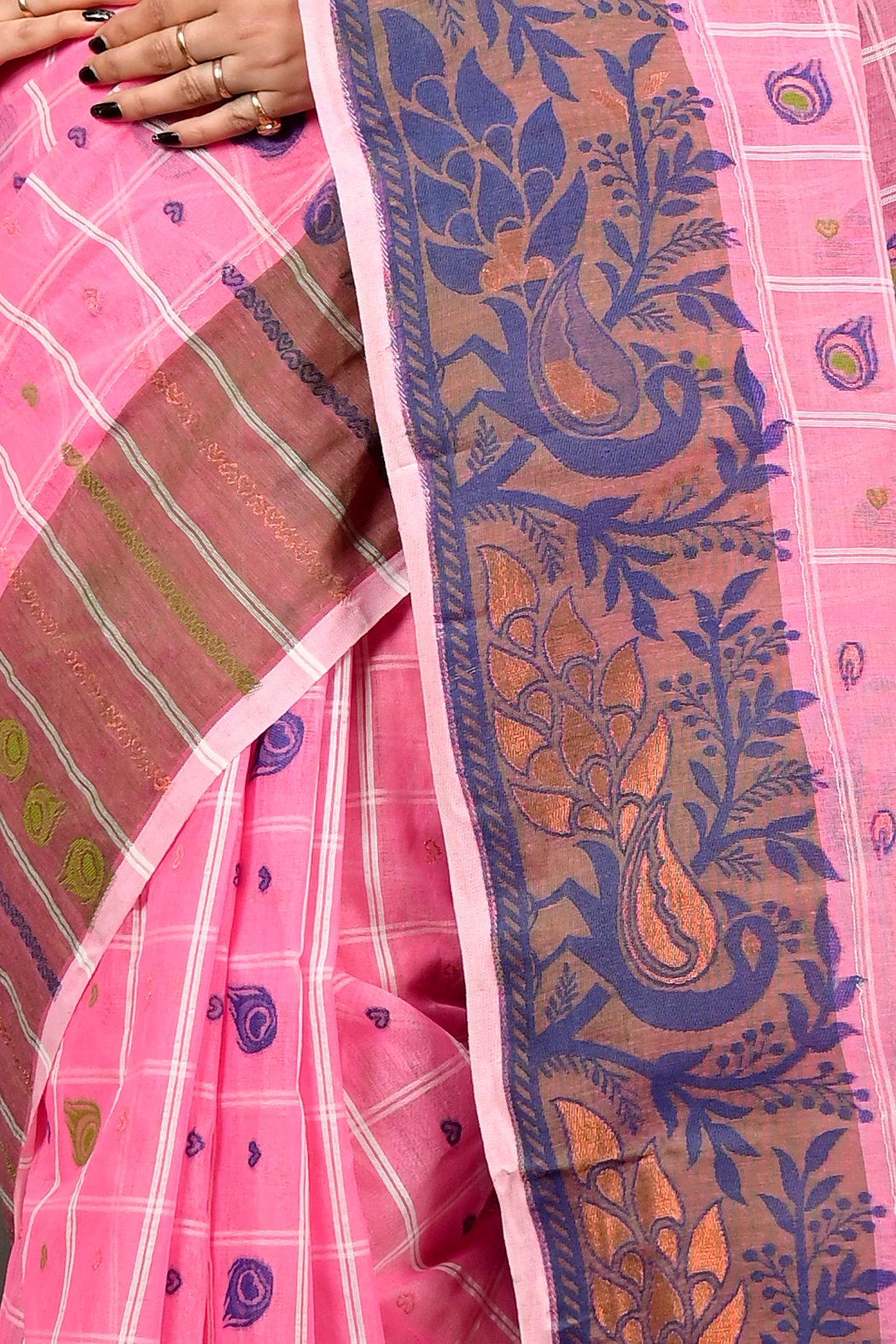 Pink Pure Cotton Dhrubi Jamdani Saree (2975)