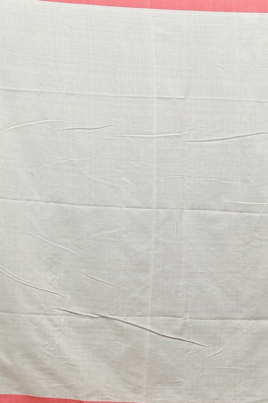 White Red Pure Cotton Dhrli Embroidery Handloom saree (2981)