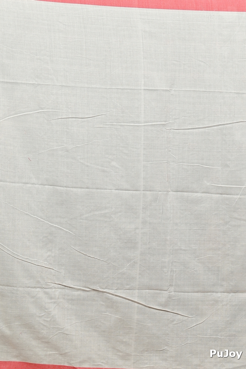 White Red Pure Cotton Dhrli Embroidery Handloom saree (2981)