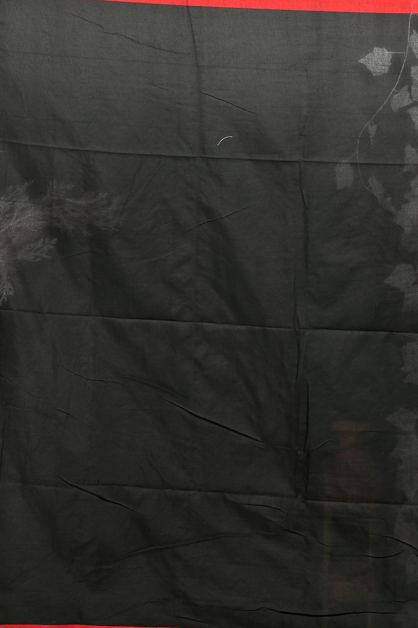 Black Red Pure Cotton Dhrli Embroidery Handloom saree (2982)