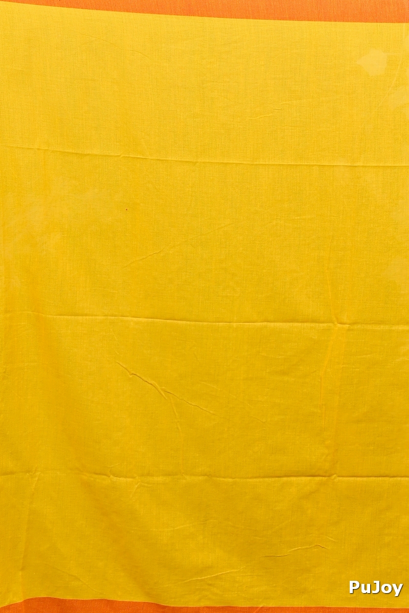 Yellow Pure Cotton Dhrli Embroidery Handloom saree (2983)