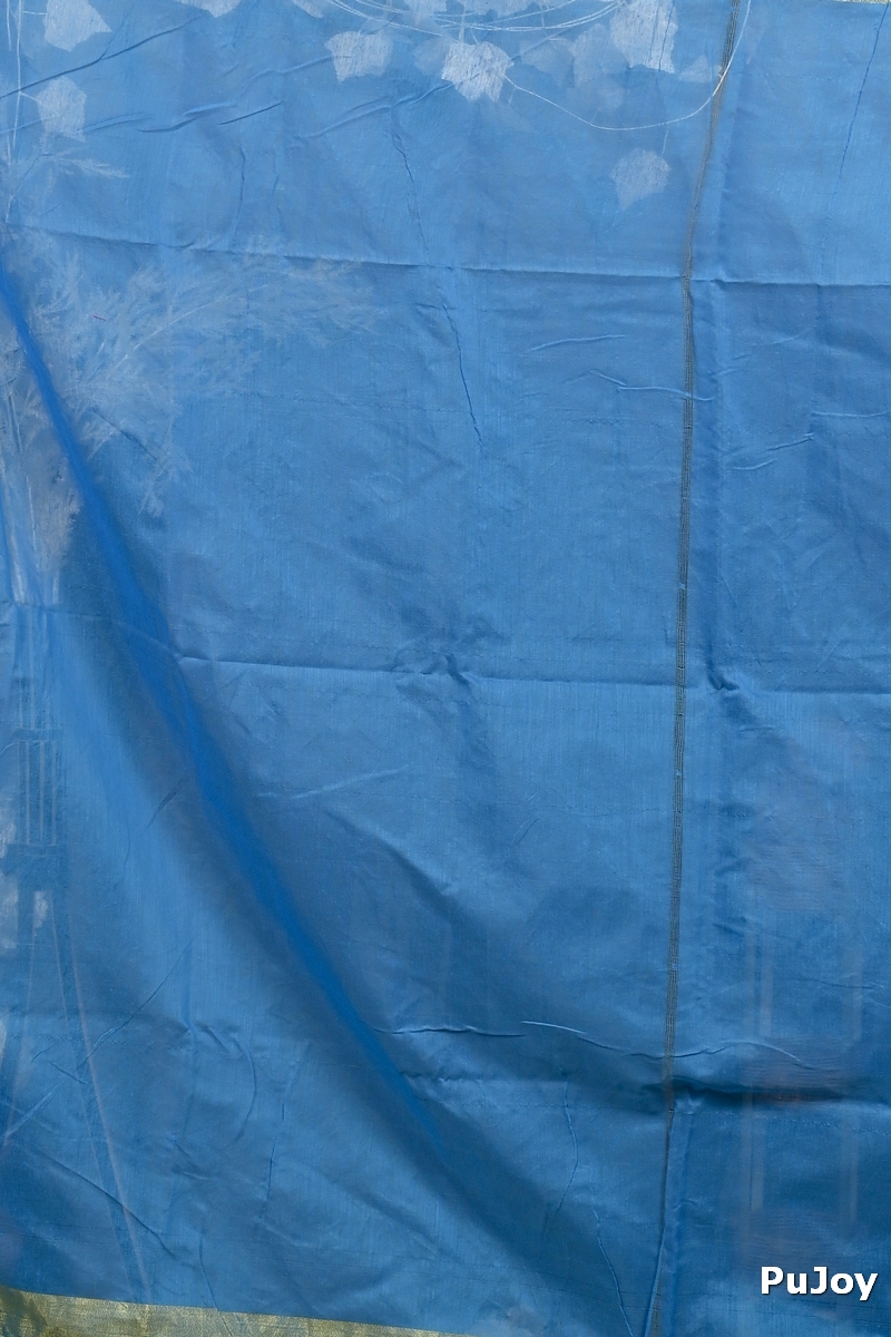 Sky Blue Cotton Blend Dhrum Hand Loom Saree (2985)