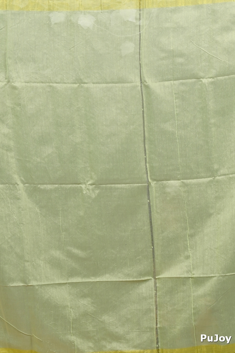 Light Green Pink Cotton Blend Dhrum Hand Loom Saree (2987)