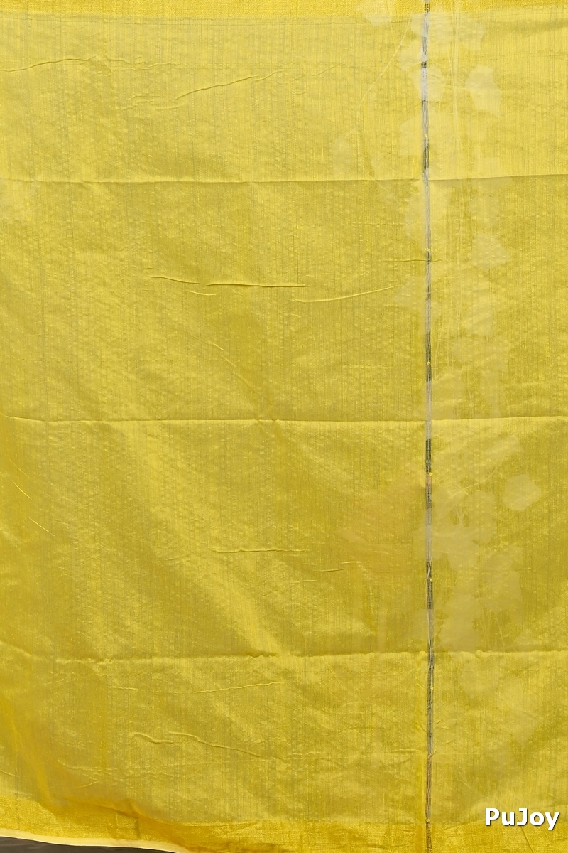 Yellow Pink Cotton Blend Dhrum Hand Loom Saree (2991)