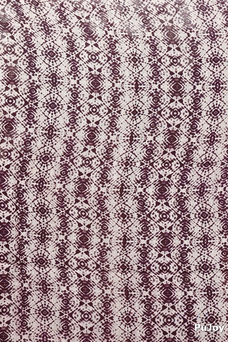 Orange Purpel Pure Cotton Dinesi Batik Print Saree (2993)