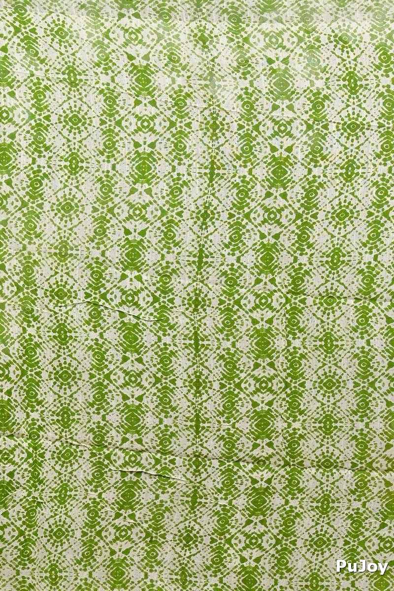 Green Brown Pure Cotton Dinesi Batik Print Saree (2996)