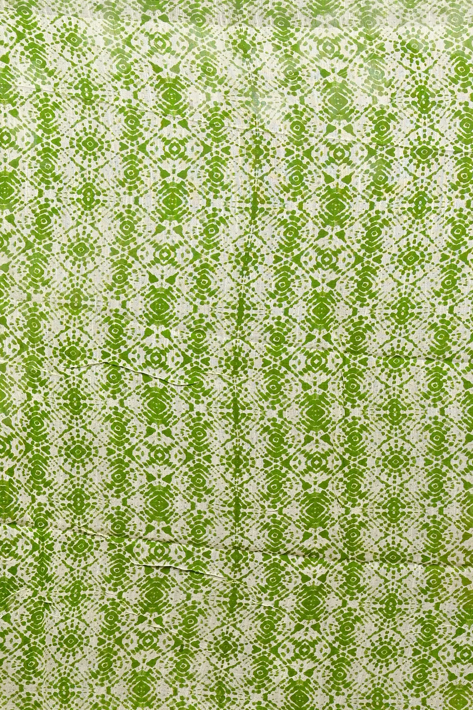 Green Brown Pure Cotton Dinesi Batik Print Saree (2996)