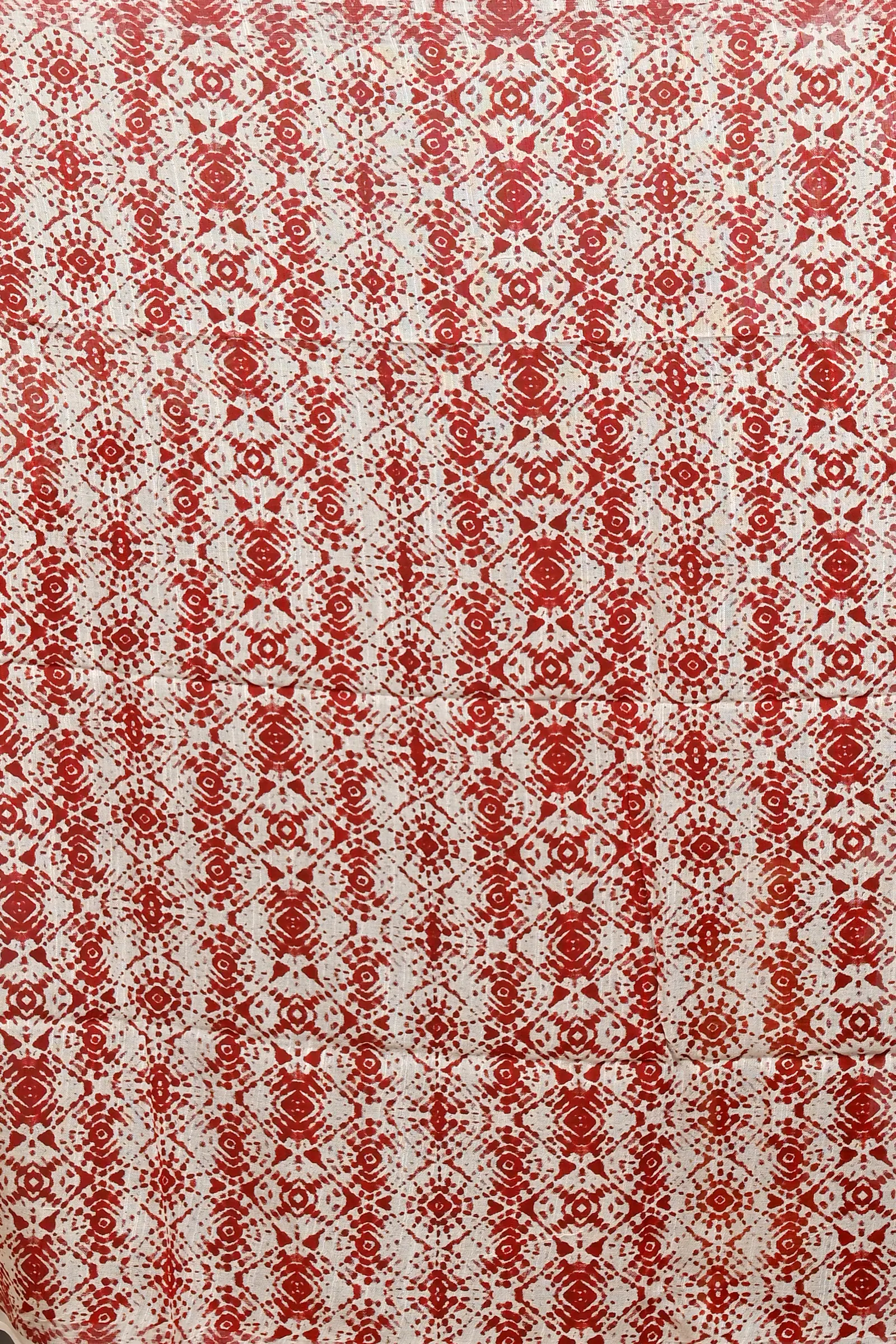 White Red Pure Cotton Dinesi Batik Print Saree (2997)