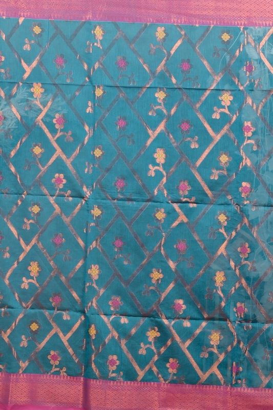 Blue Blended Cotton Dinui Hand Loom Saree (3000)
