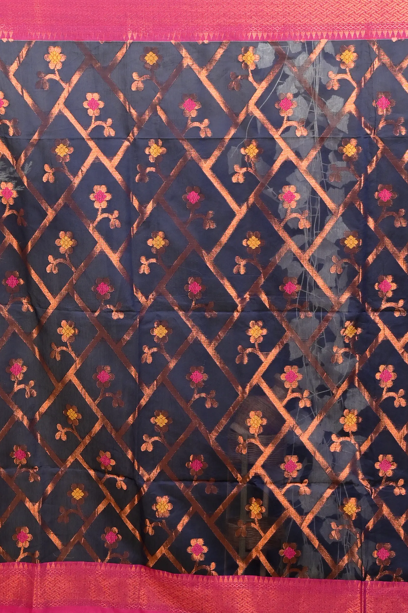 Naby Blue Blended Cotton Dinui Hand Loom Saree (3001)