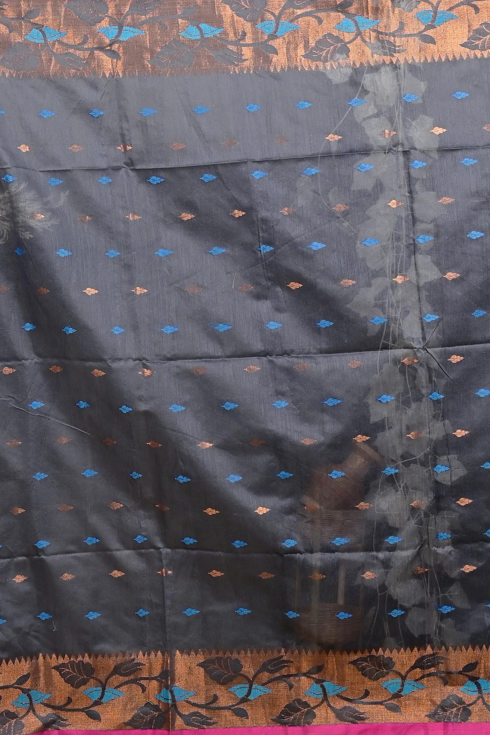 Grey Cotton Dipani Hand Loom Saree (3003)