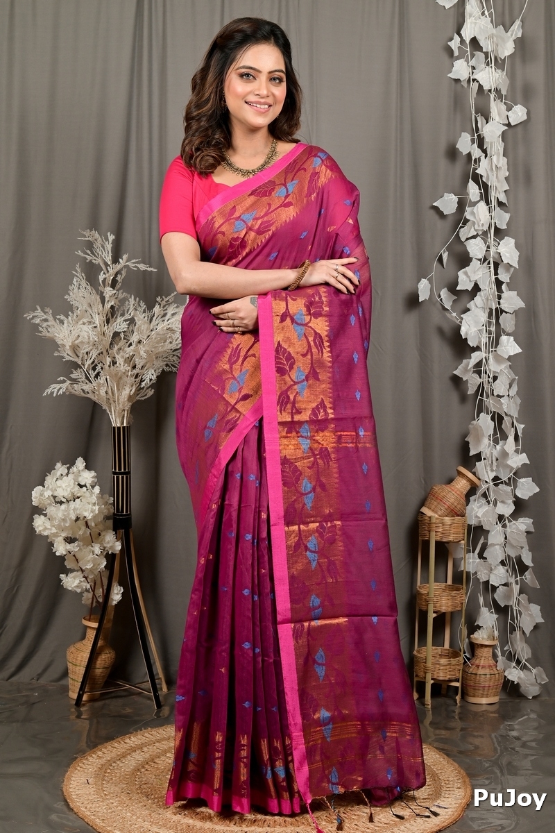 Purpel Cotton Dipani Hand Loom Saree (3004)