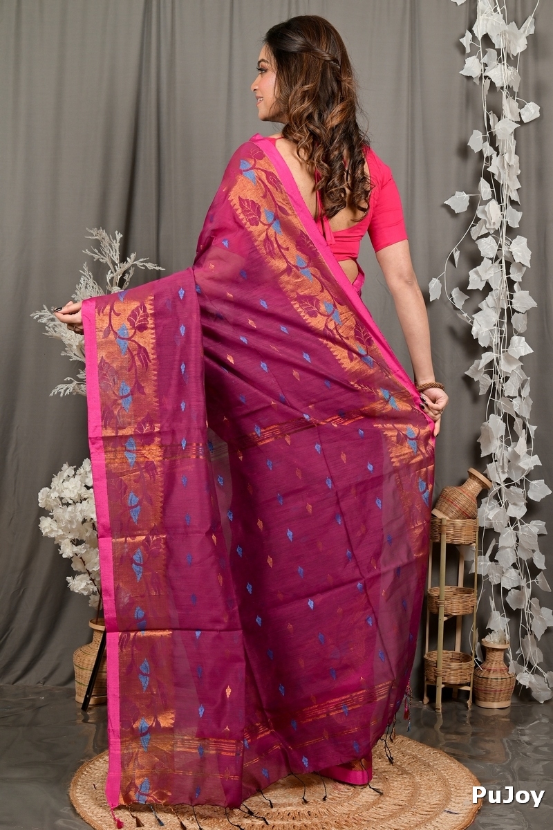 Purpel Cotton Dipani Hand Loom Saree (3004)