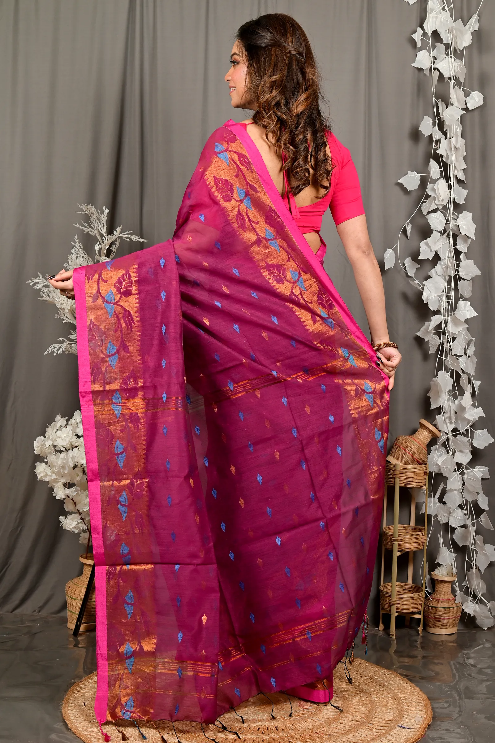 Purpel Cotton Dipani Hand Loom Saree (3004)