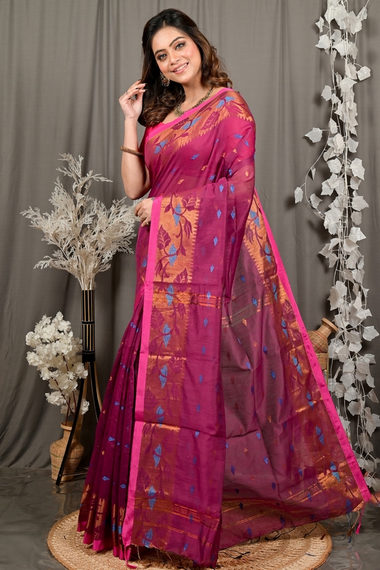 Purpel Cotton Dipani Hand Loom Saree (3004)