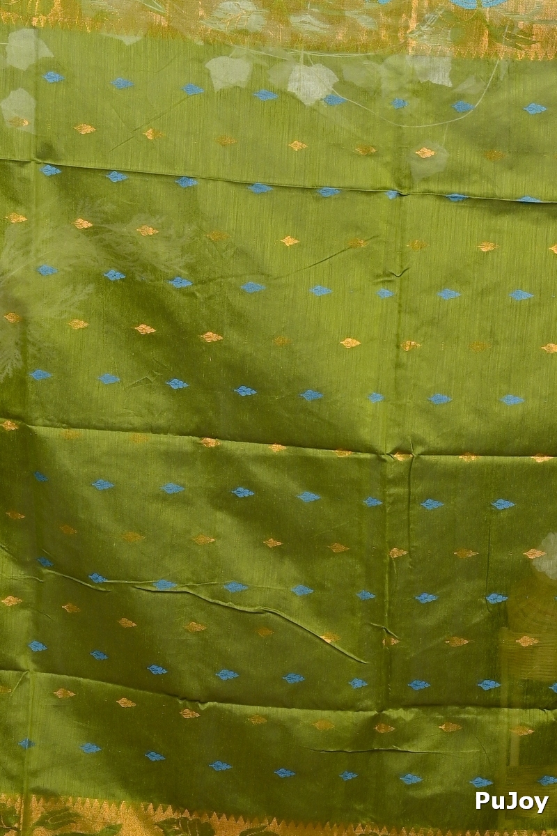 Green Cotton Dipani Hand Loom Saree (3005)