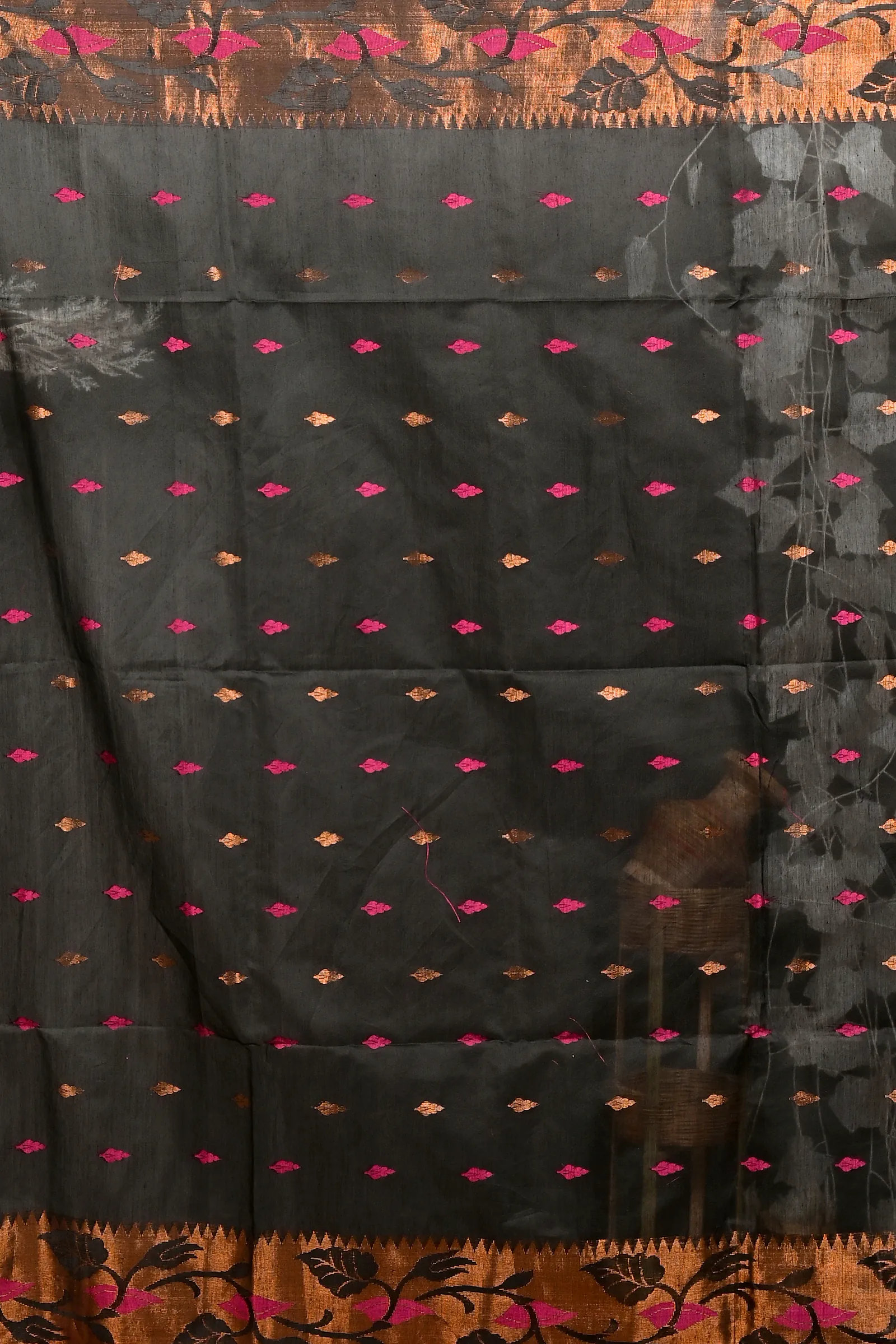 Black Cotton Dipani Hand Loom Saree (3006)