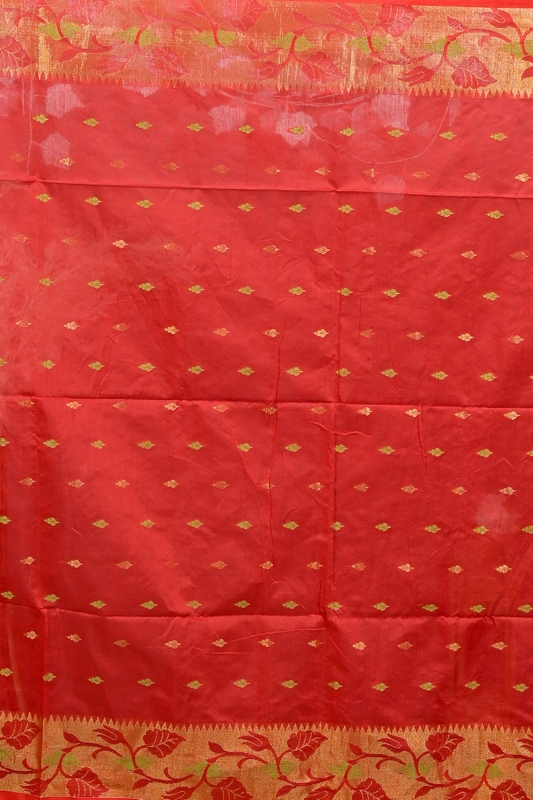 Red Cotton Dipani Hand Loom Saree (3007)