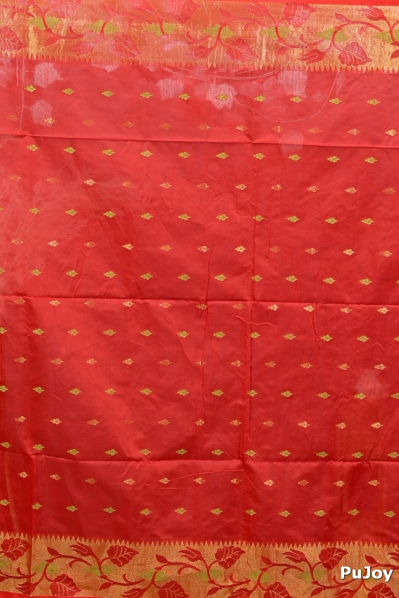 Red Cotton Dipani Hand Loom Saree (3007)