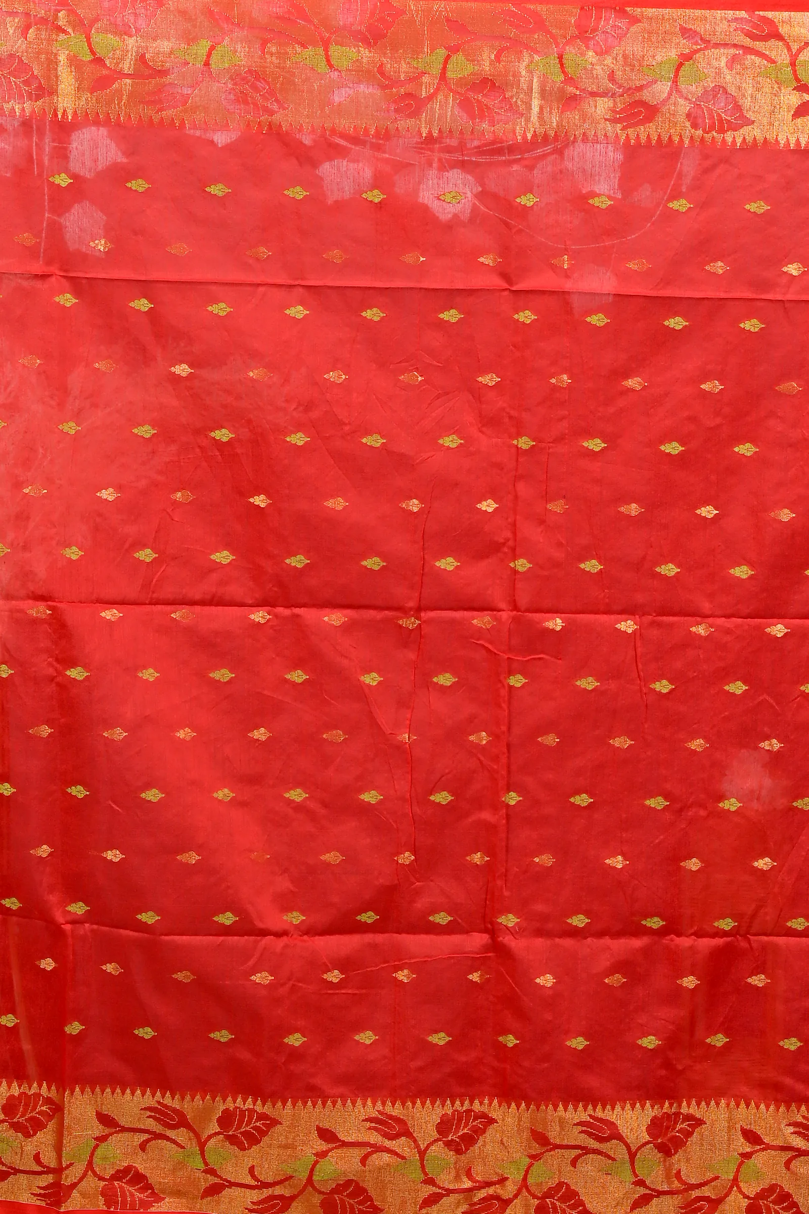 Red Cotton Dipani Hand Loom Saree (3007)