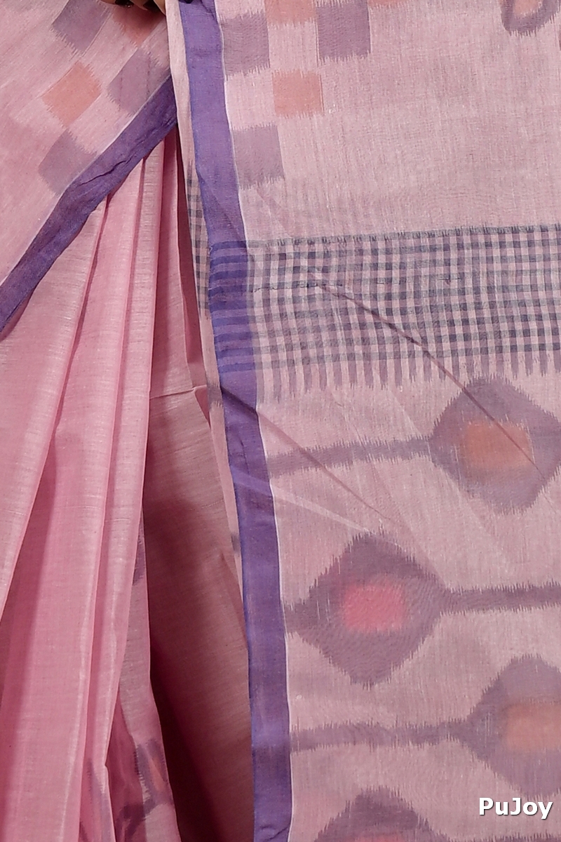 Peach Pure Cotton Dipui Tant Saree Print (3008)