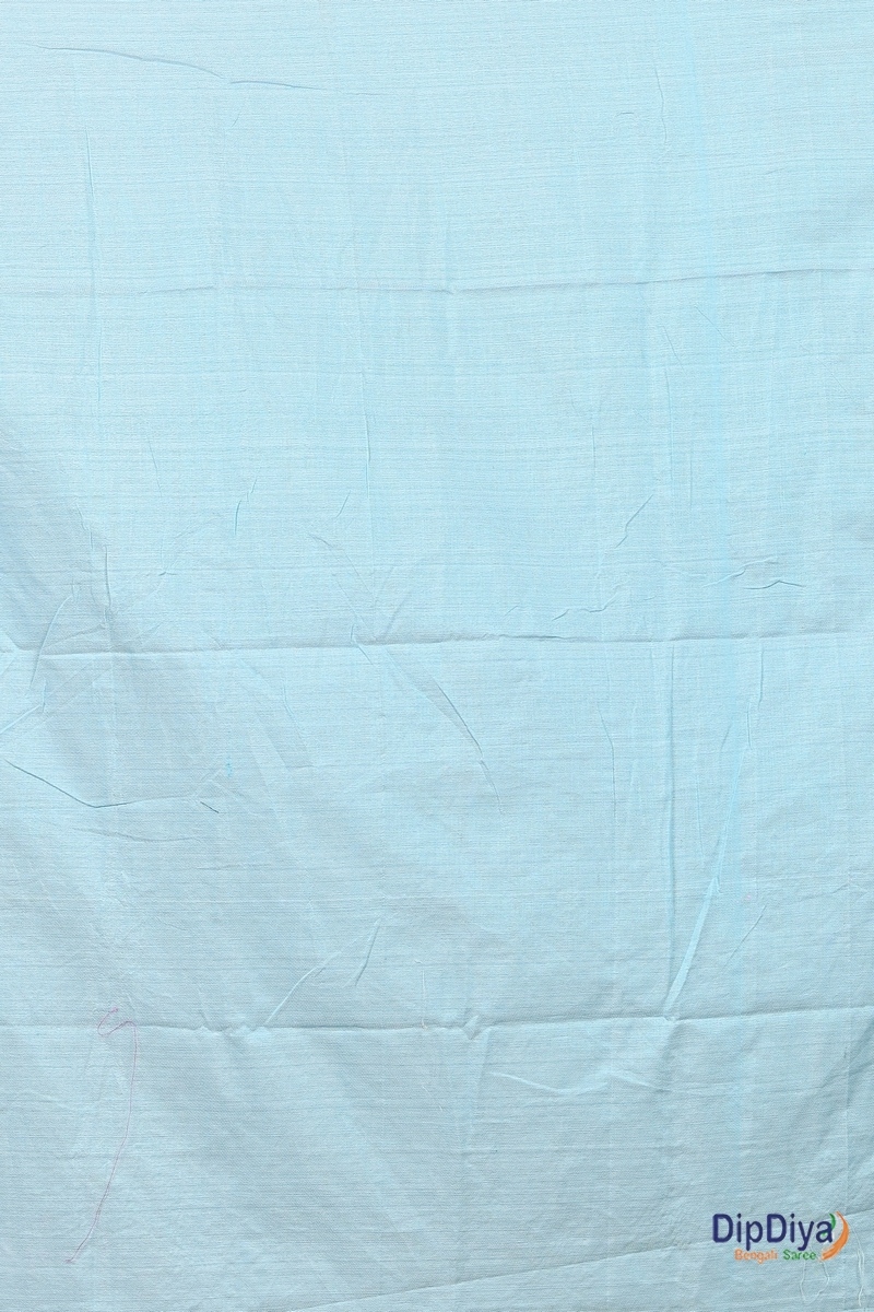 Sky Blue Cotton Blended Paraya Embroidery Handloom saree (301)